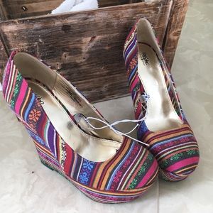 Colorful wedge shoes.