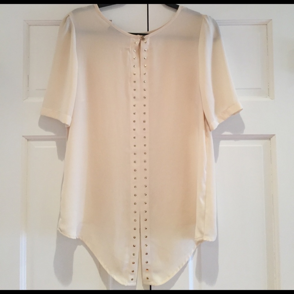 Ivory hi low gold studded back top