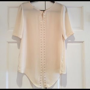 Ivory hi low gold studded back top