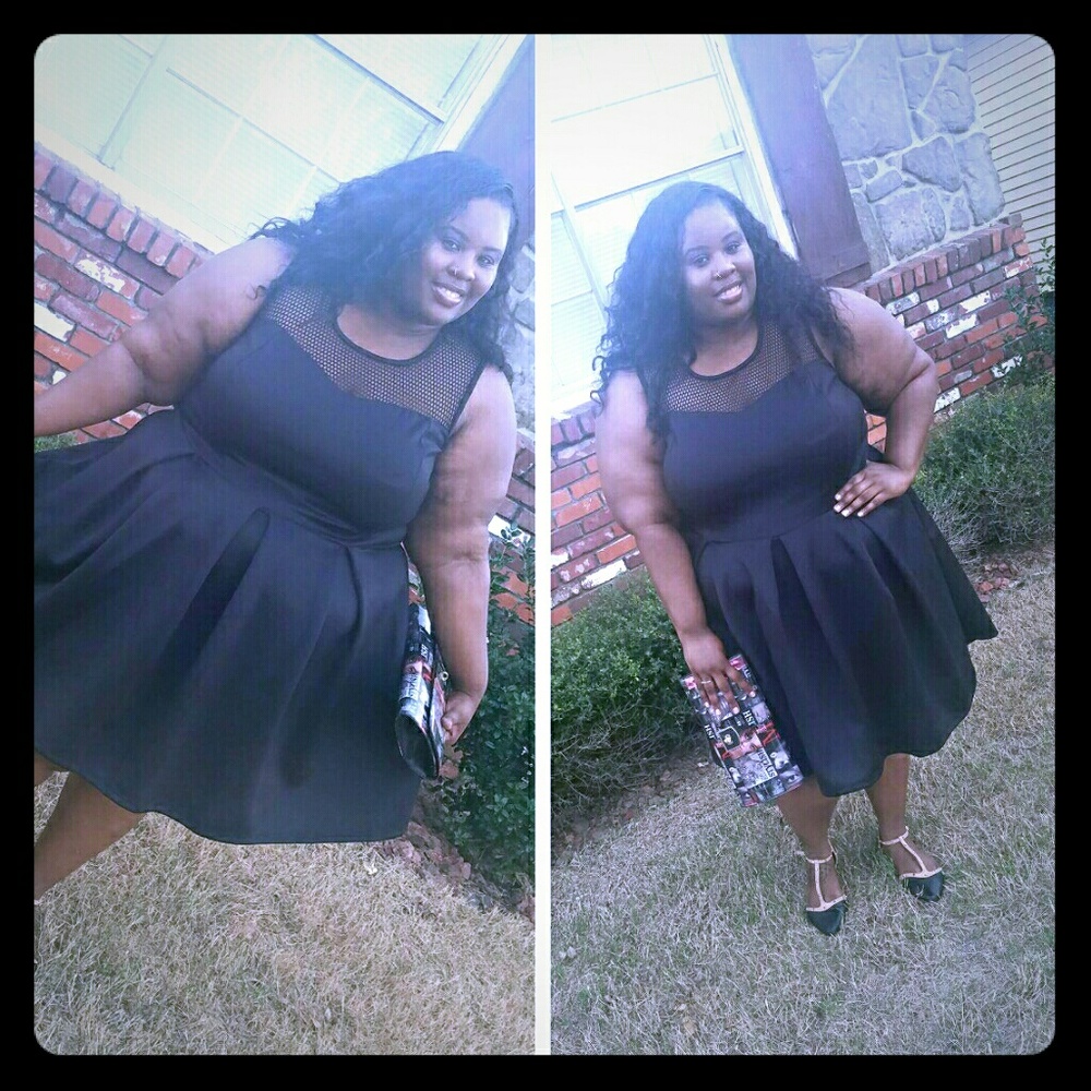 Black Mesh top skater dress