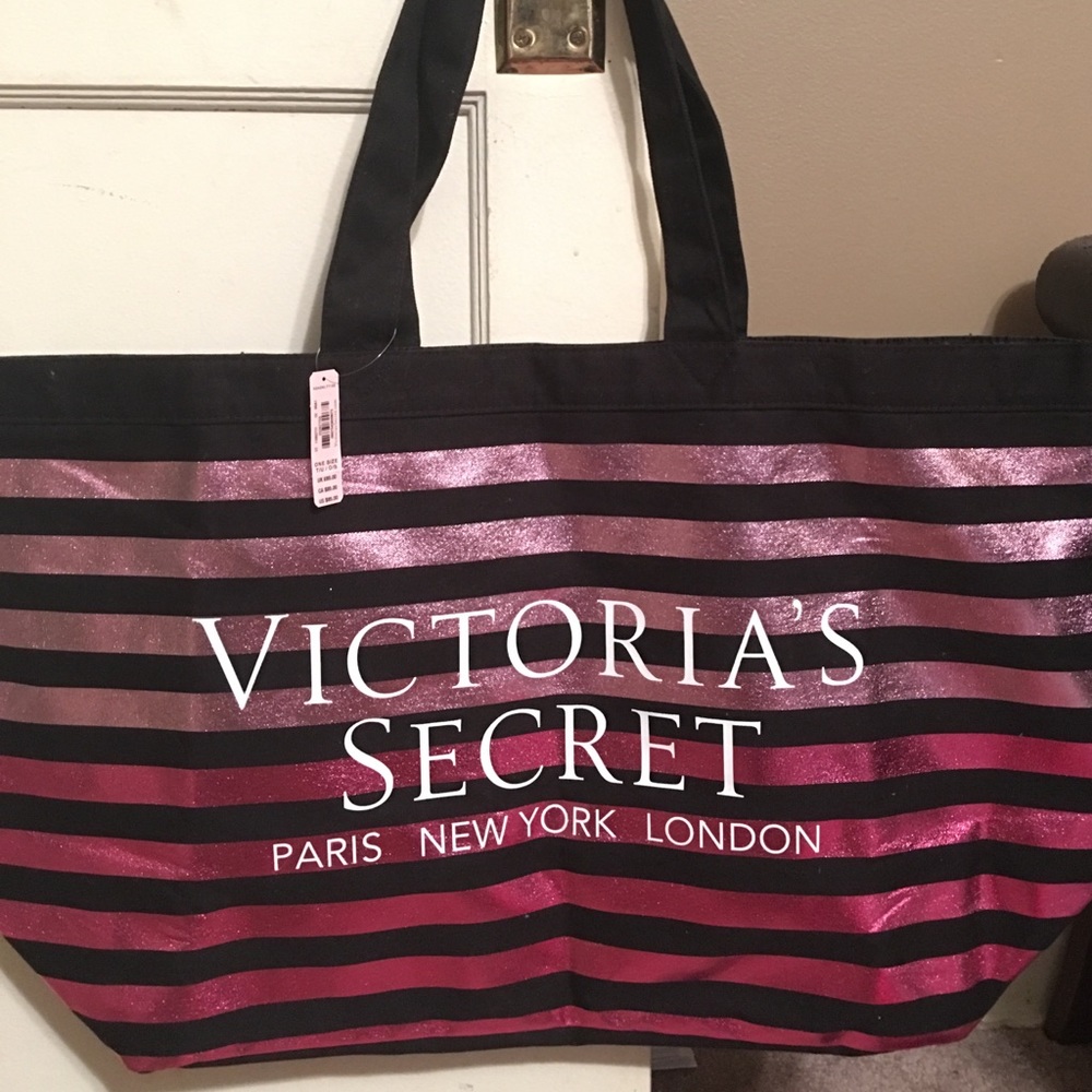 ✨Victoria Secret Ombré Pink/black glitter tote.