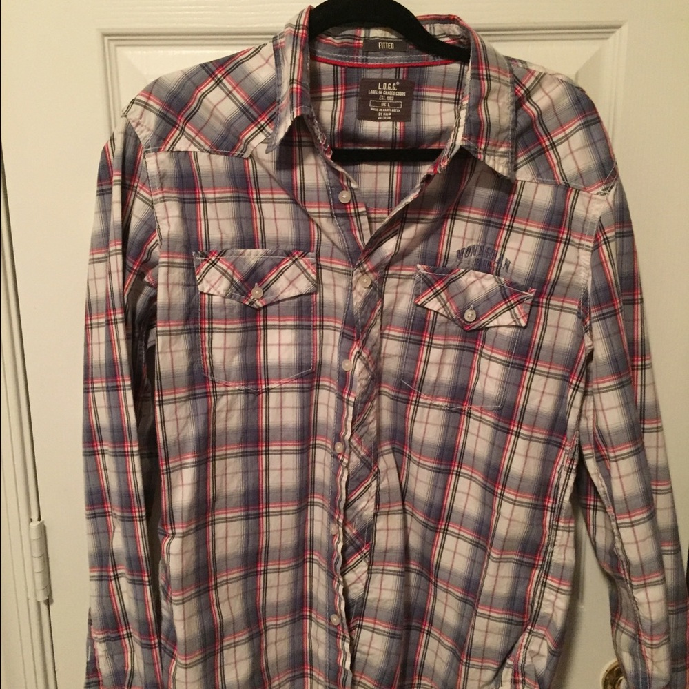 H&M plaid button down Large