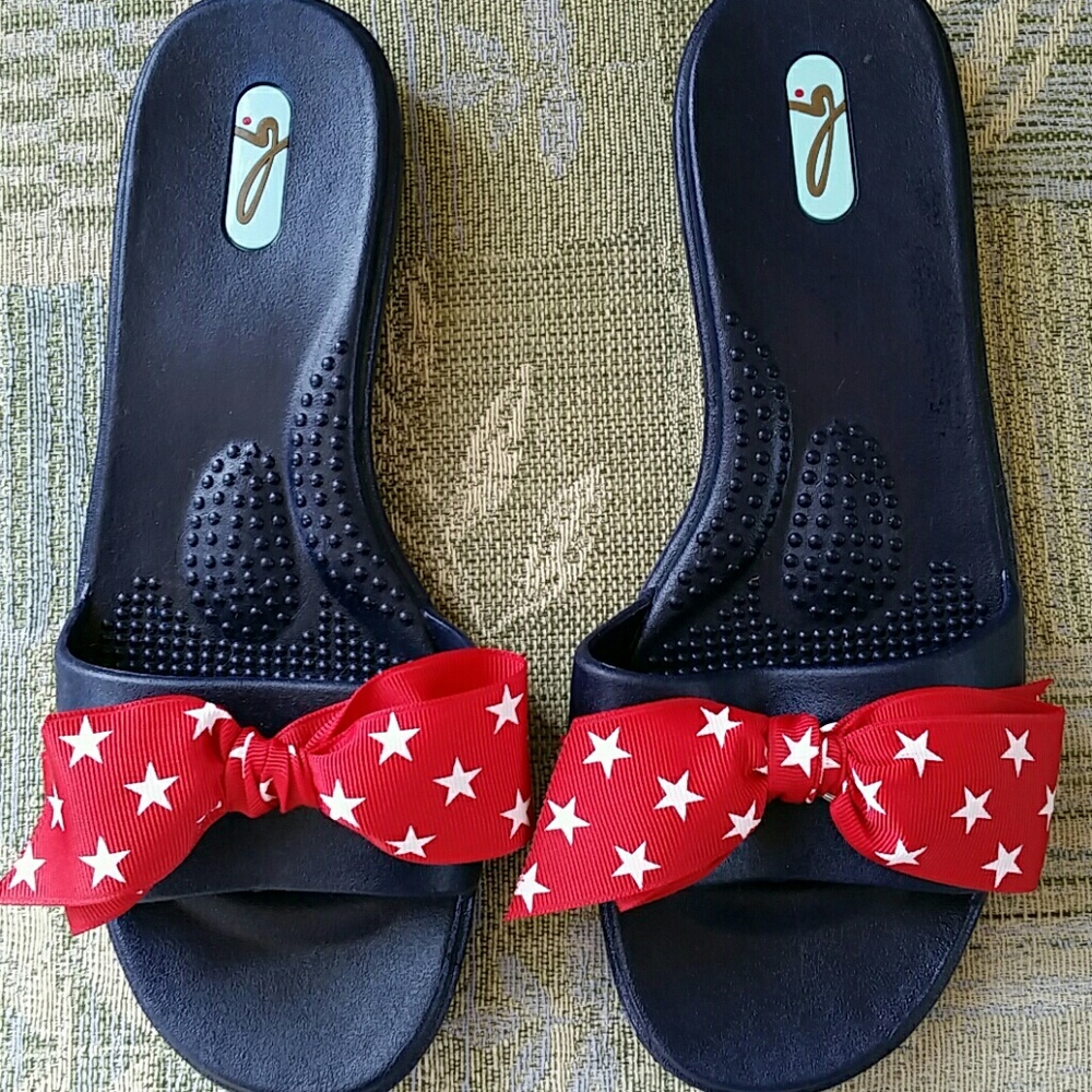 OKA B BLUE RUBBER FLIP FLOPS