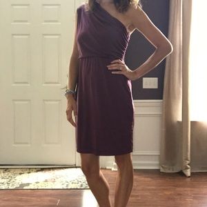 Polyester plum, one sleeved dress