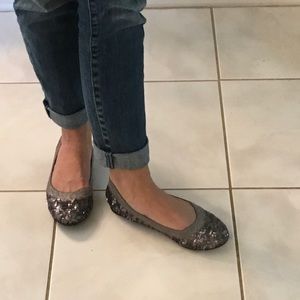 Mossimo Sequin Silver Flats