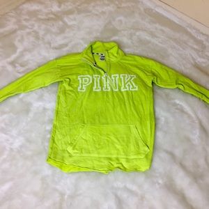 PINK VS VICTORIAS SECRET HALF ZIP SWEATSHIRT LIME