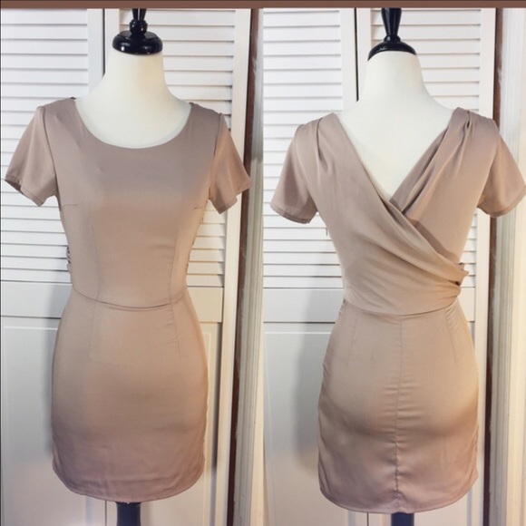 Tobi Dresses & Skirts - Tobi Callback Draped Back Dress-Taupe Small