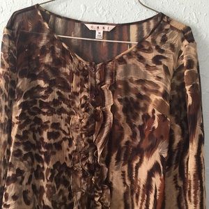 Semi-sheet leopard print blouse/top