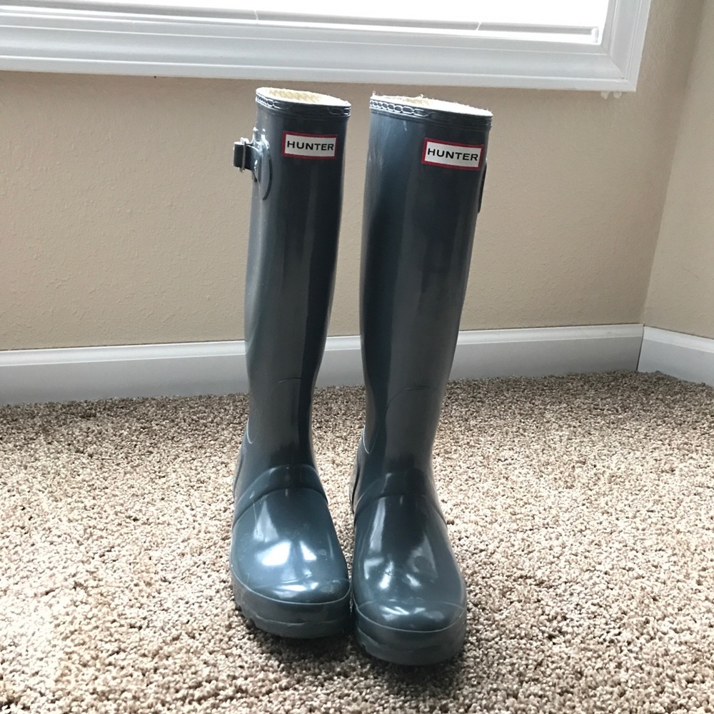 Gray hunter boots