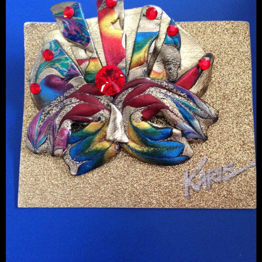Celebrate Mardi Gras! Large Colorful Pin w Swarovski Crystals