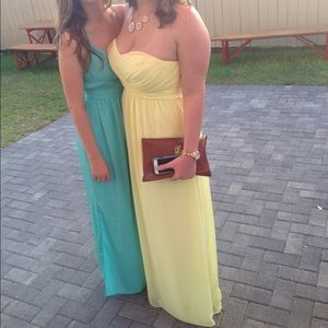 Yellow strapless long dress