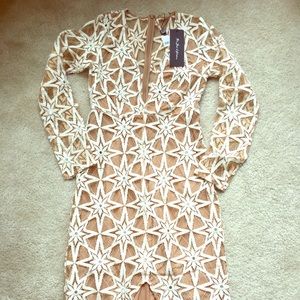 For Love & Lemons Metz Midi Dress in Latte