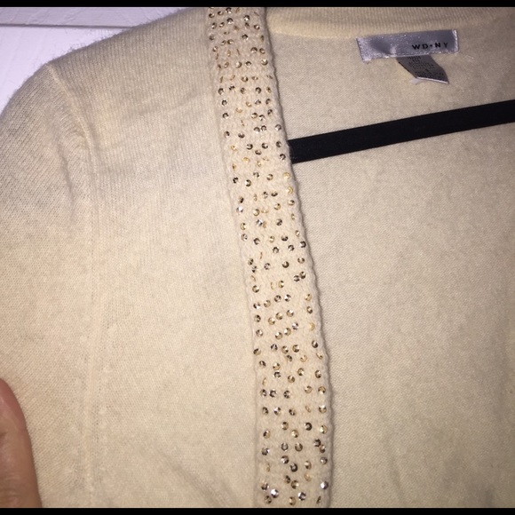 Cream colored wool cardigan with sequins. - Picture 2 of 4