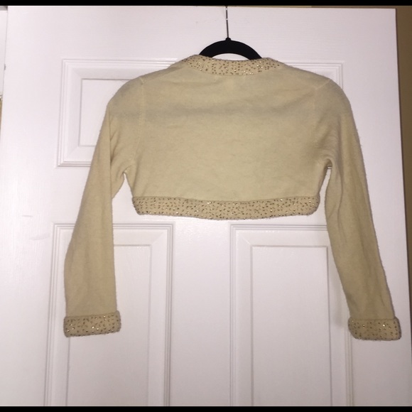 Cream colored wool cardigan with sequins. - Picture 4 of 4