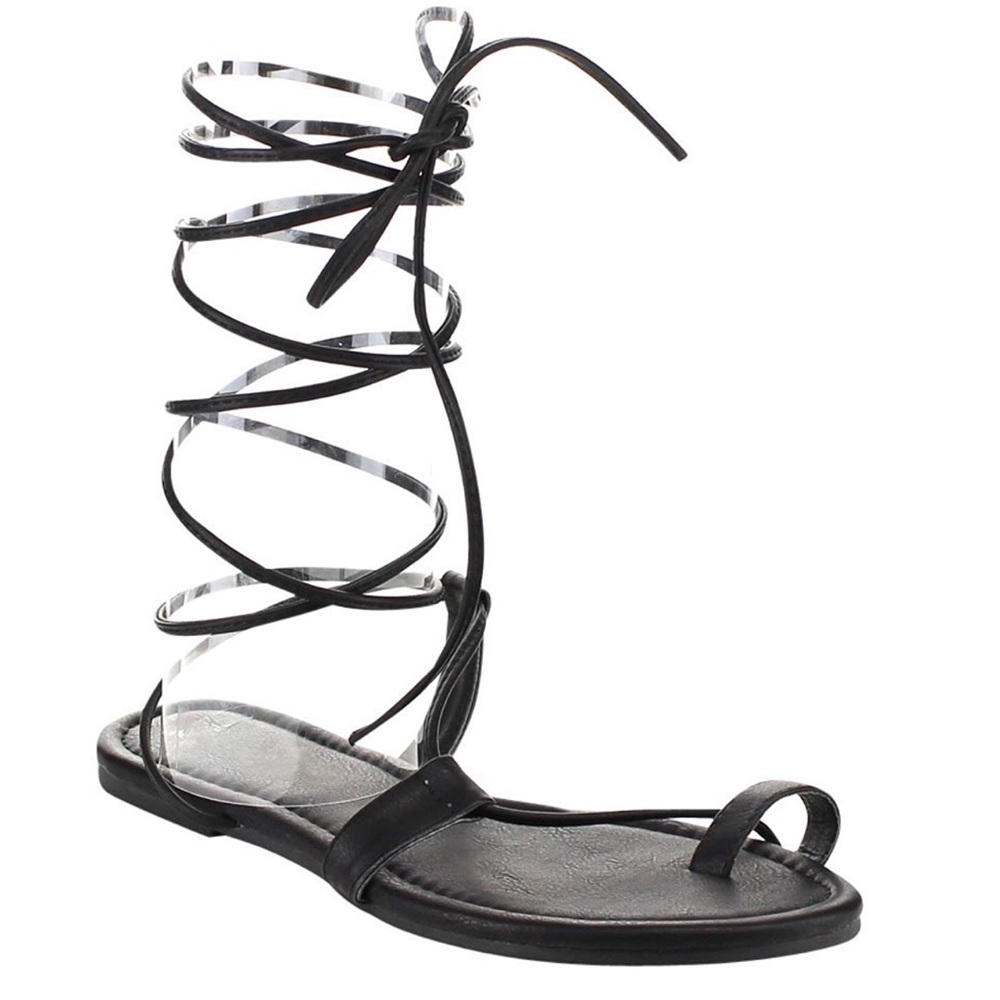 Leg Wrap Roman Gladiator Lace Up Sandals - Picture 3 of 5