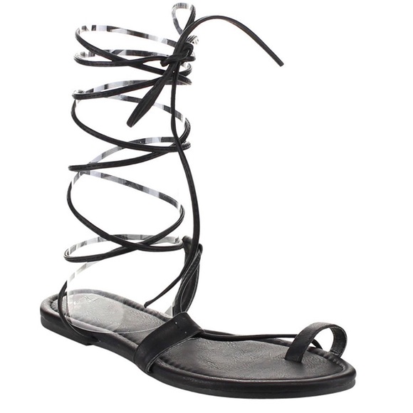Leg Wrap Roman Gladiator Lace Up Sandals - Picture 3 of 5