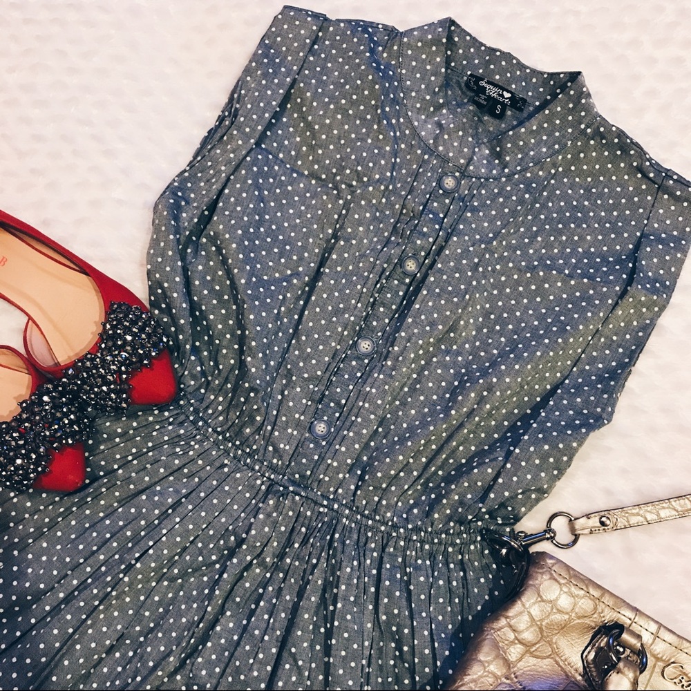 ❌SOLD❌ VonMaur - Blue Dress w/ Polka Dots