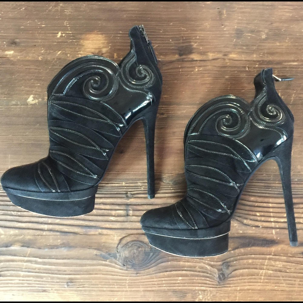 Brian Atwood Suede Platform Ankle Booties sz 10