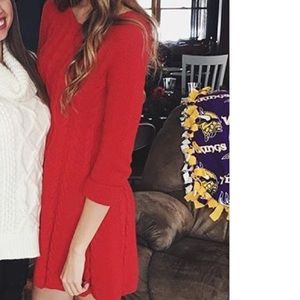 red sweater dress