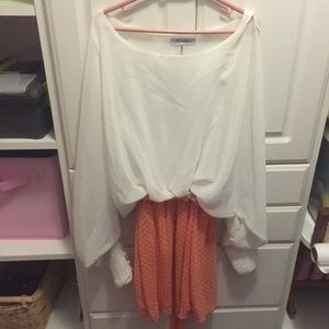 Cream & pale orange dress