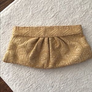 Gold embroidered large Lauren Merkin clutch
