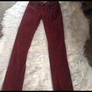Red corduroy Lucky Brand skinny pants