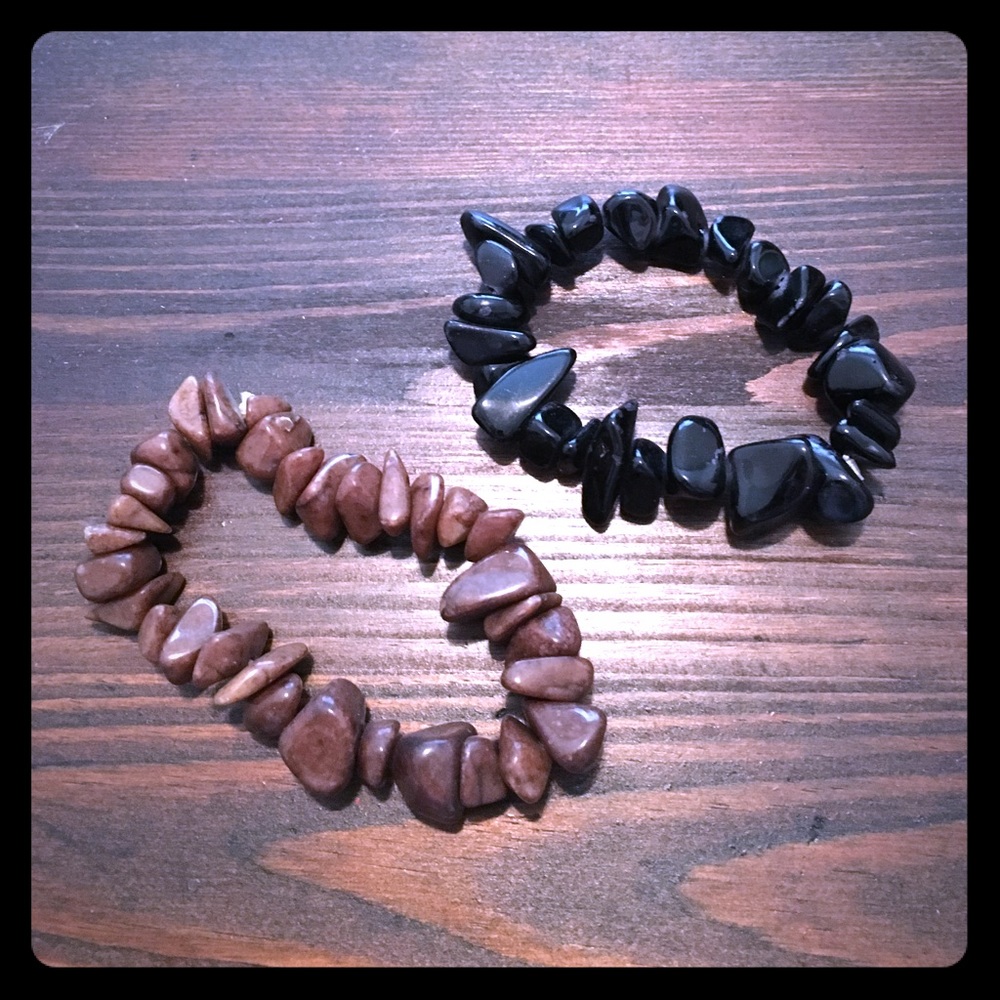 Black and brown stone bracelets