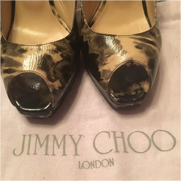 Lk NW JIMMY CHOO Peeptoe Slingback Platform Pumps - Picture 2 of 4