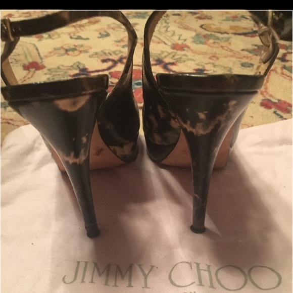 Lk NW JIMMY CHOO Peeptoe Slingback Platform Pumps - Picture 3 of 4