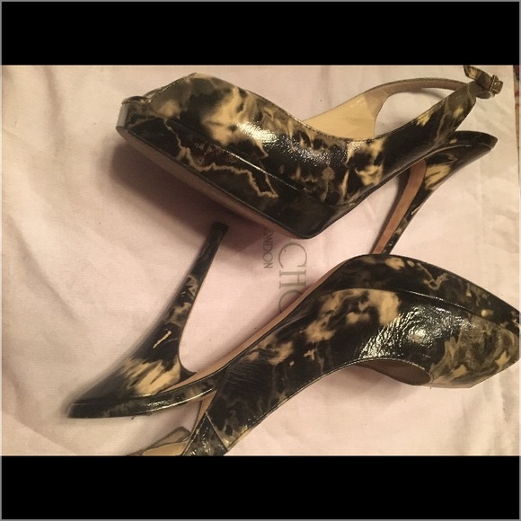 Lk NW JIMMY CHOO Peeptoe Slingback Platform Pumps - Picture 4 of 4