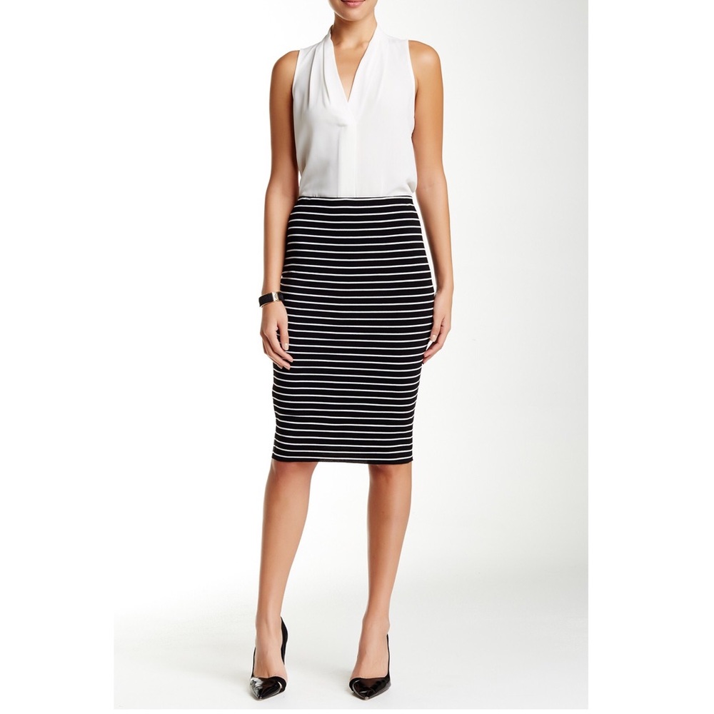 Vince Camino Striped Stretch Pencil Skirt