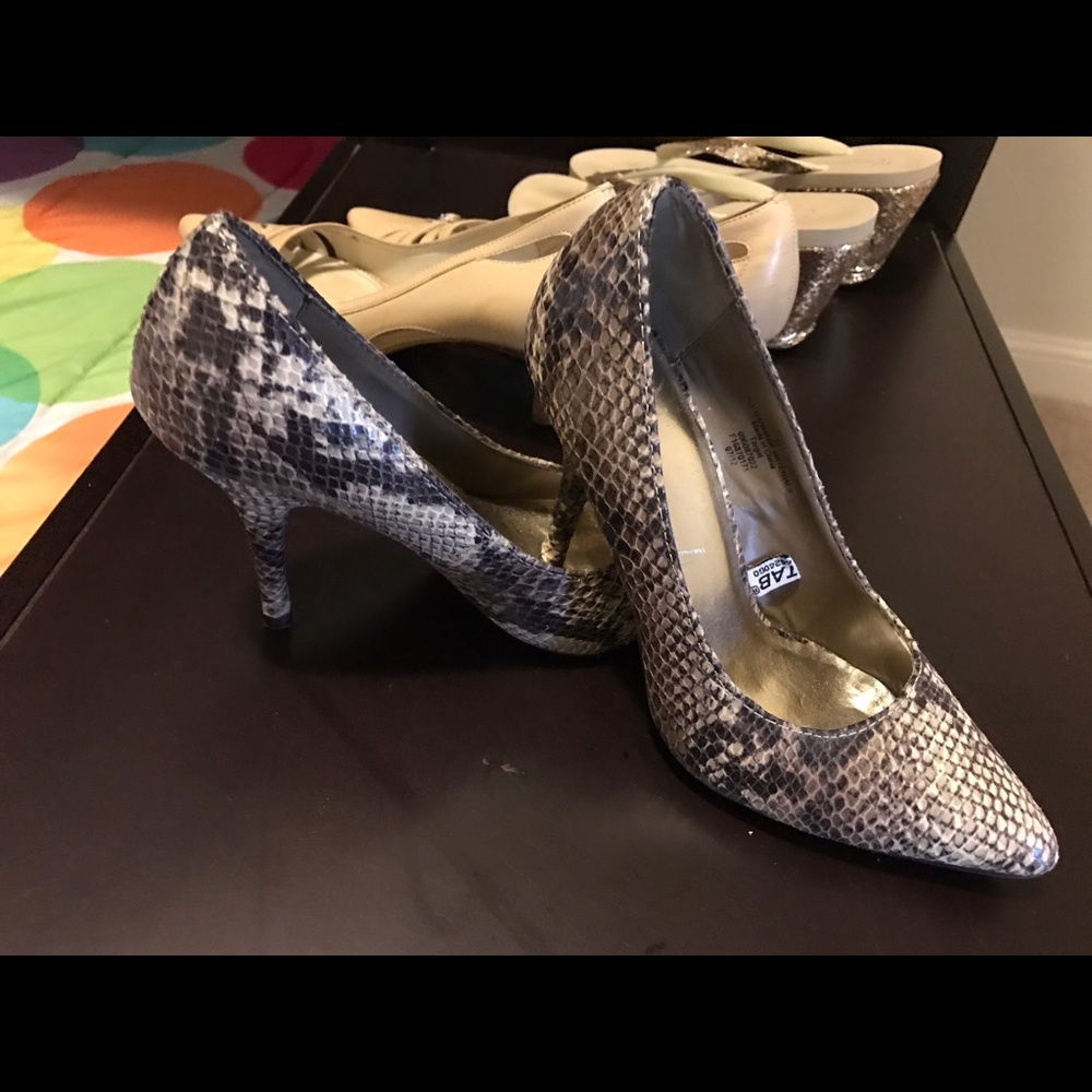 Snake embossed heels