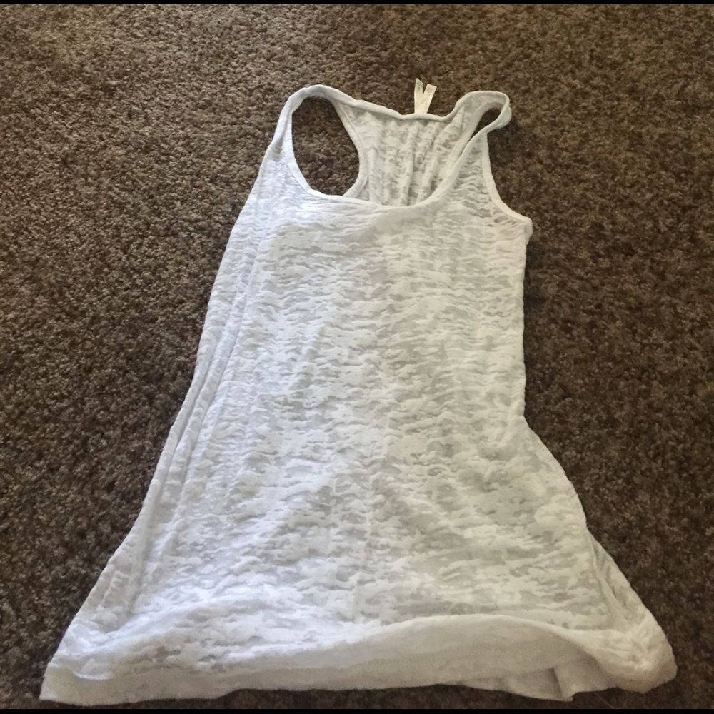 NWOT sheer white racer tank