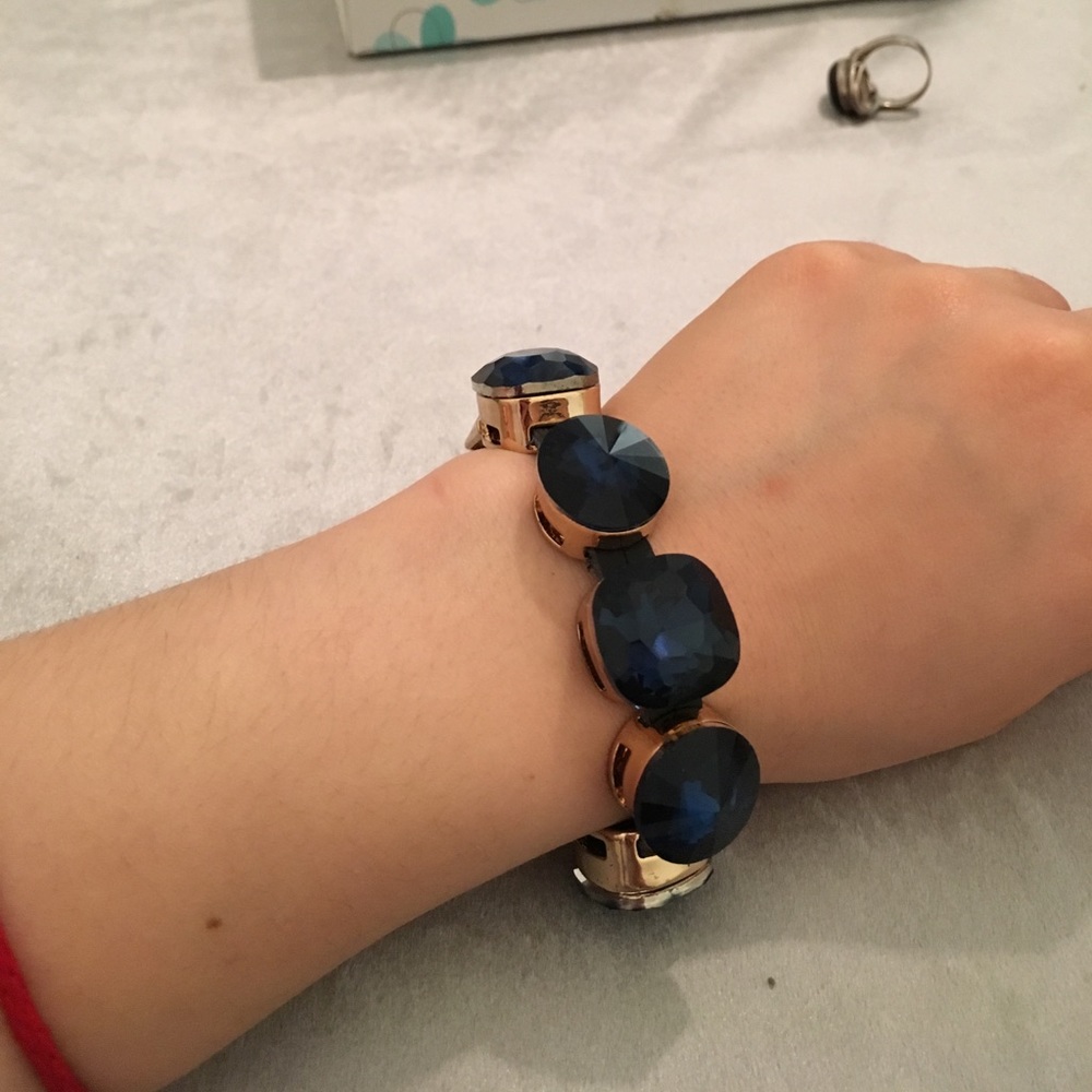 Blue leather strap bracelet