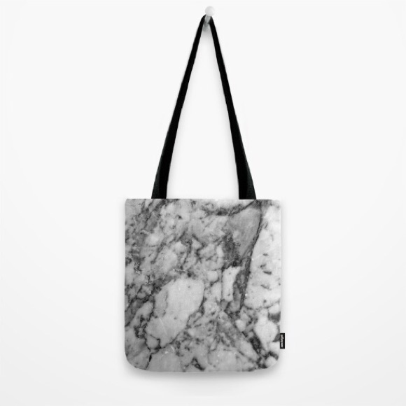 Handmade Handbags - Brand New Black and White Marble Pattern Tote Bag