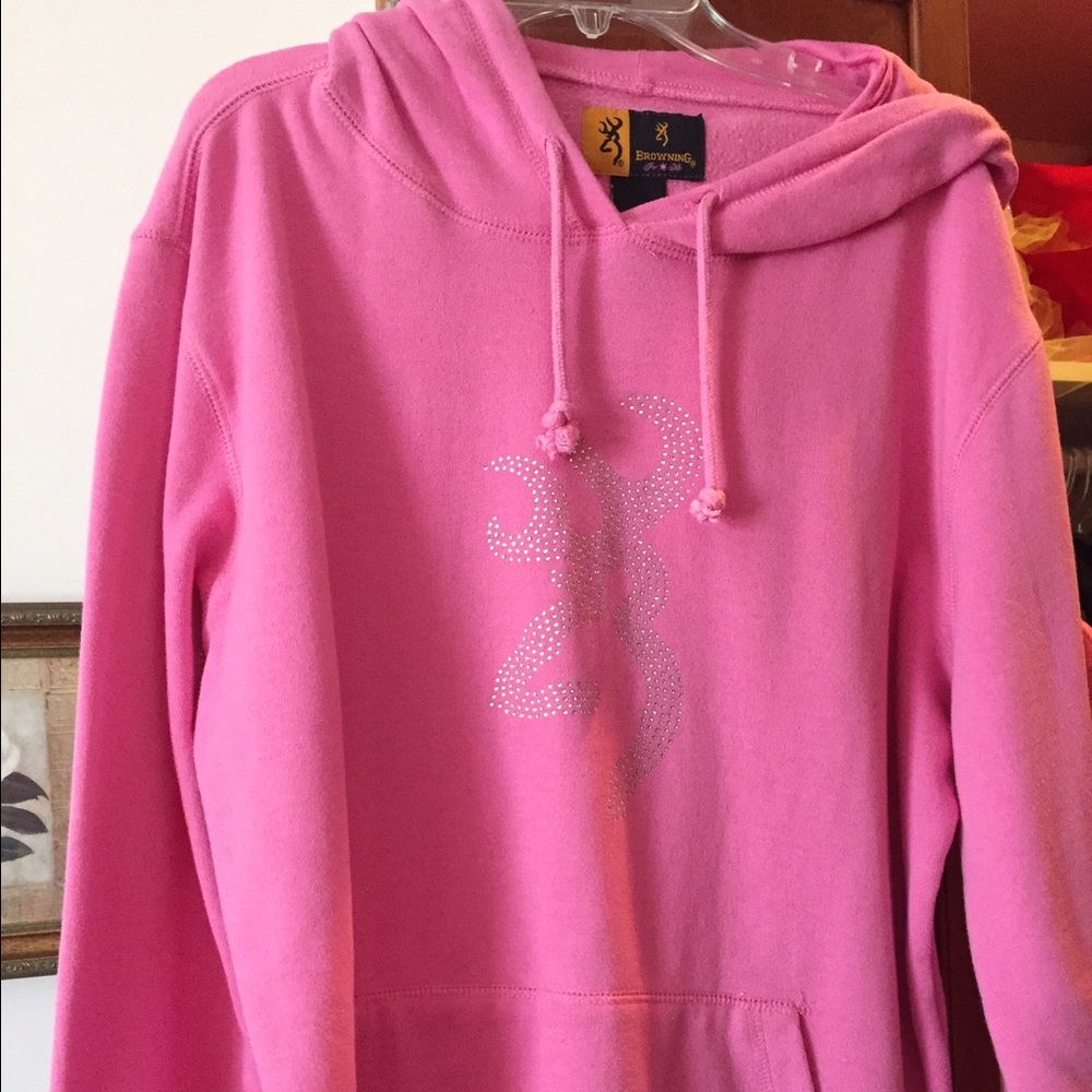Pink browning hoodie sweatshirt
