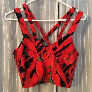 Topshop chili pepper strapped crop top