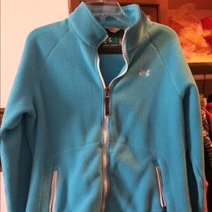 Large blue aqua under armor zipper hoodie jacket
