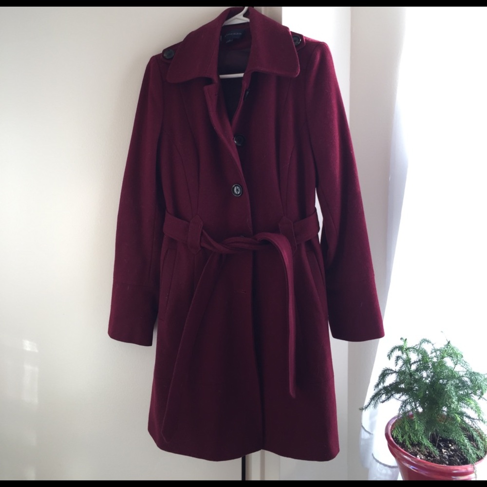 Wool trench coat.