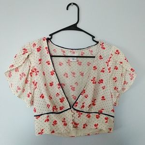 Rose Printed Urban Outfitters Crop Top