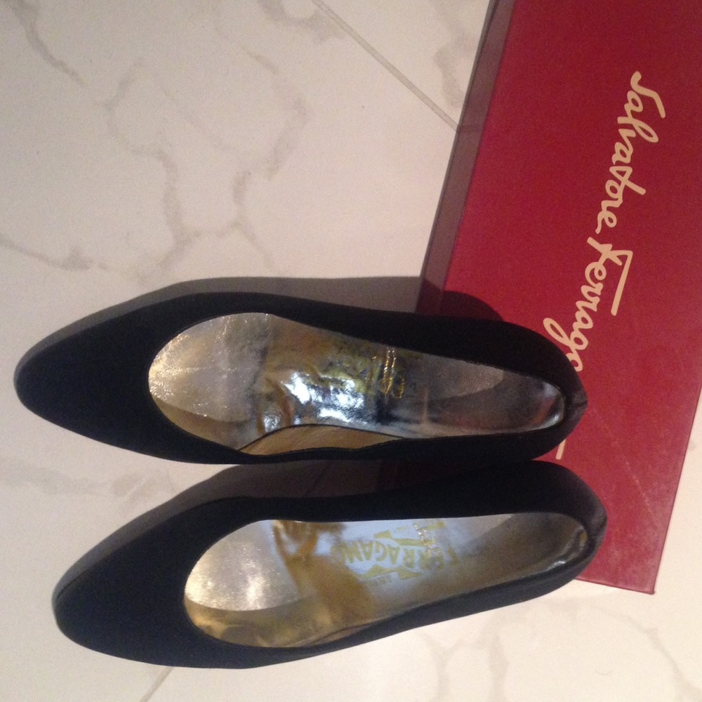 Vintage Black Salvatore Ferragamo Low Heels