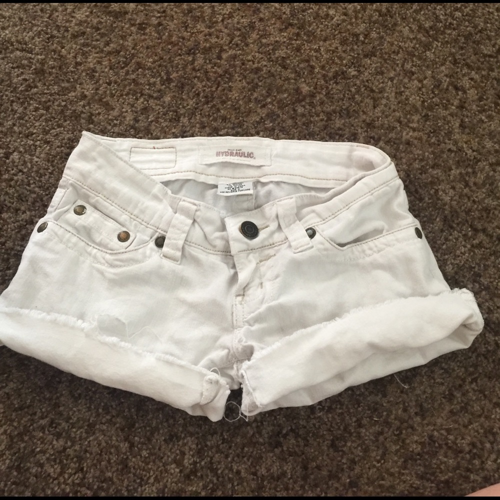 White jean shorts