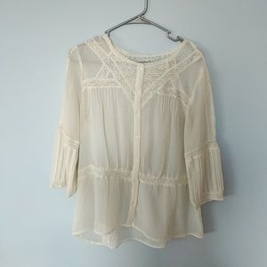 Urban Outfitters Embroidered Ivory Blouse