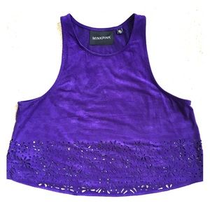 NWOT MINKPINK purple suede crop top