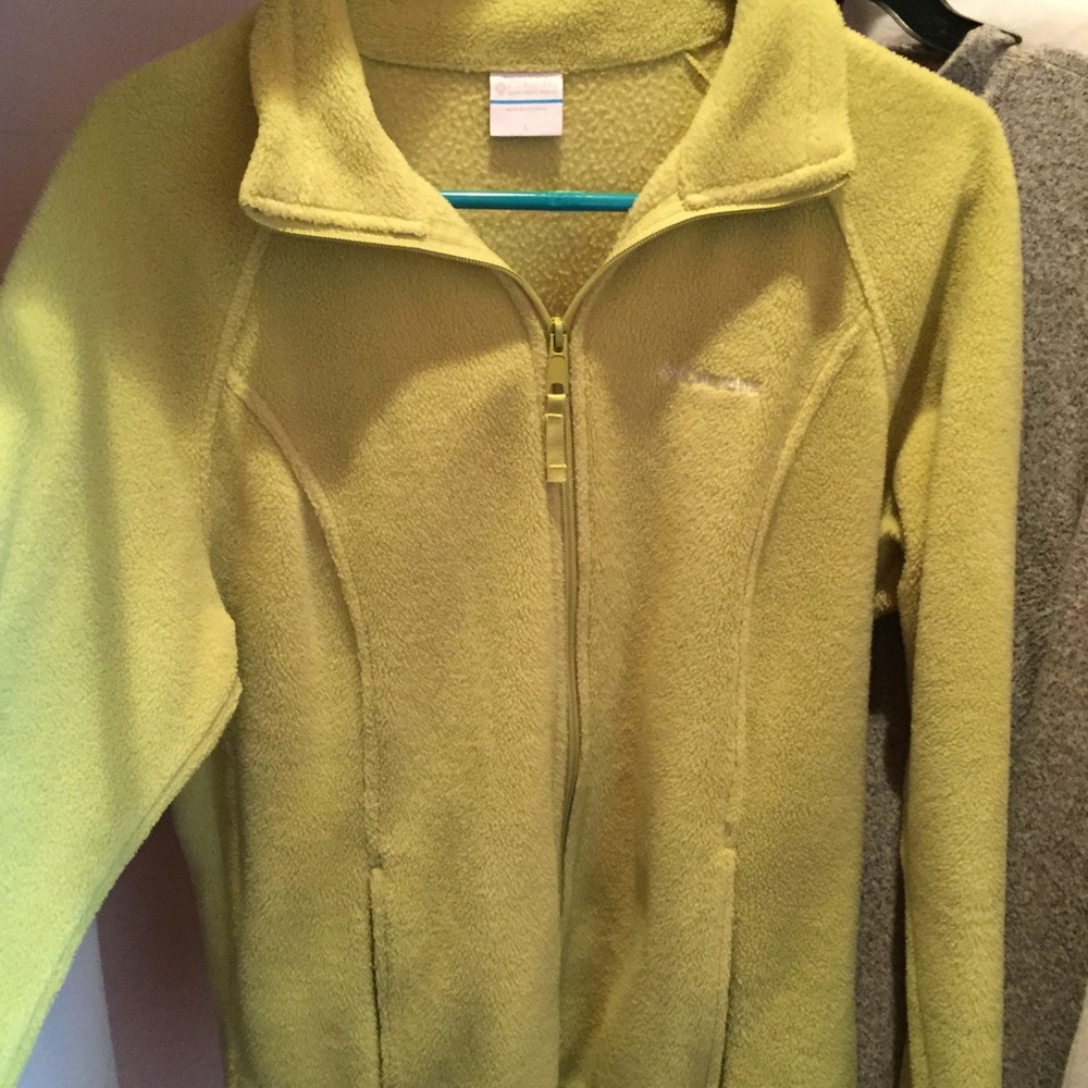 Lime green Columbia fleece zipper jacket