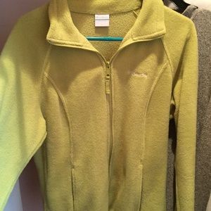 Lime green Columbia fleece zipper jacket