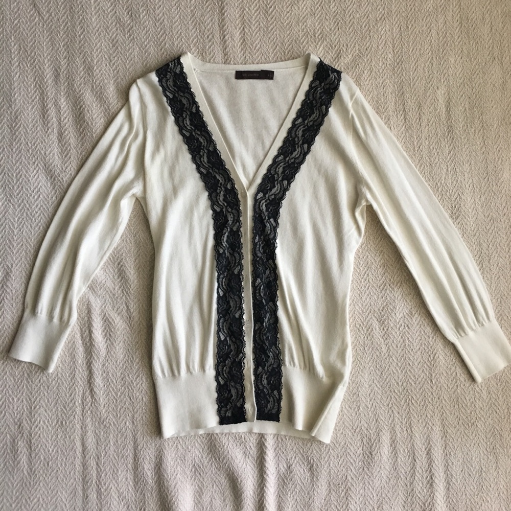 The Limited - Cream & Lace Cardigan