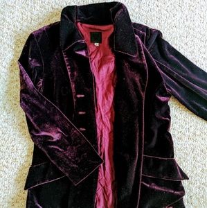 Anna Sui maroon velvet blazer