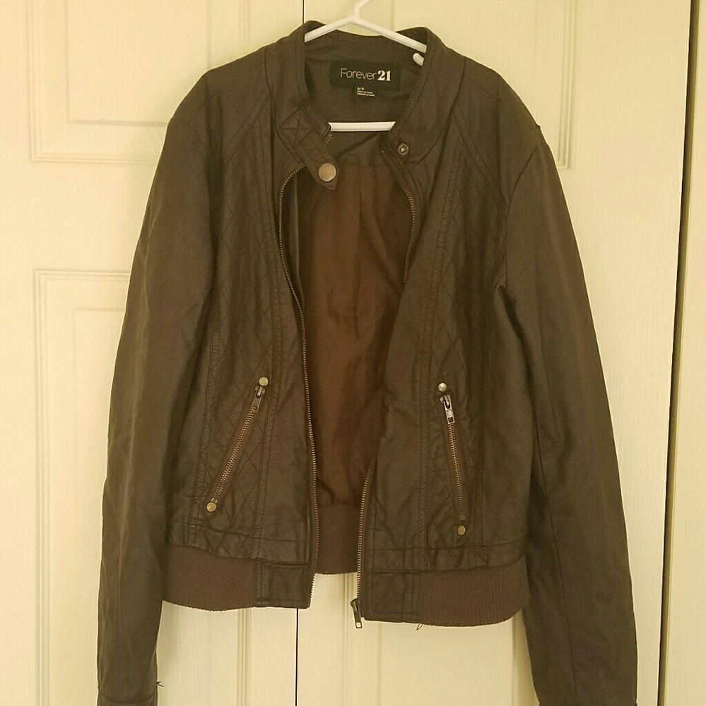 Brown faux leather jacket
