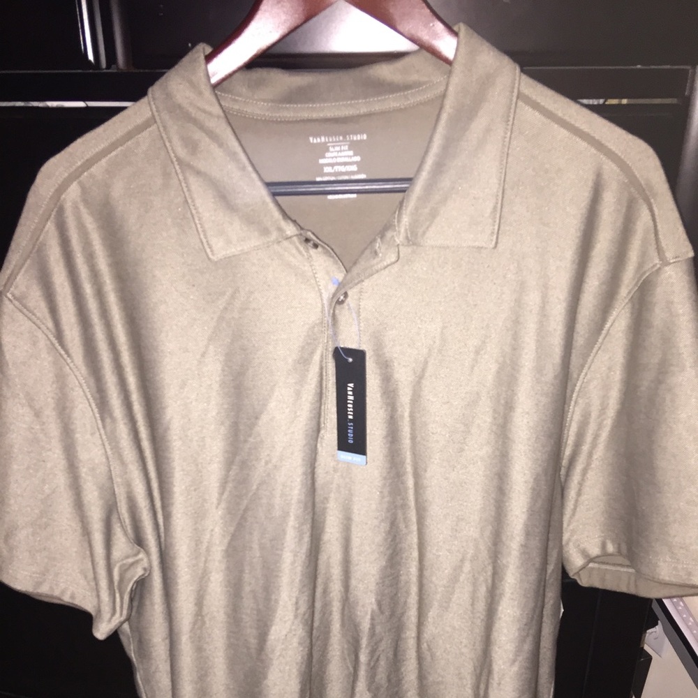 Men casual tan polo shirt